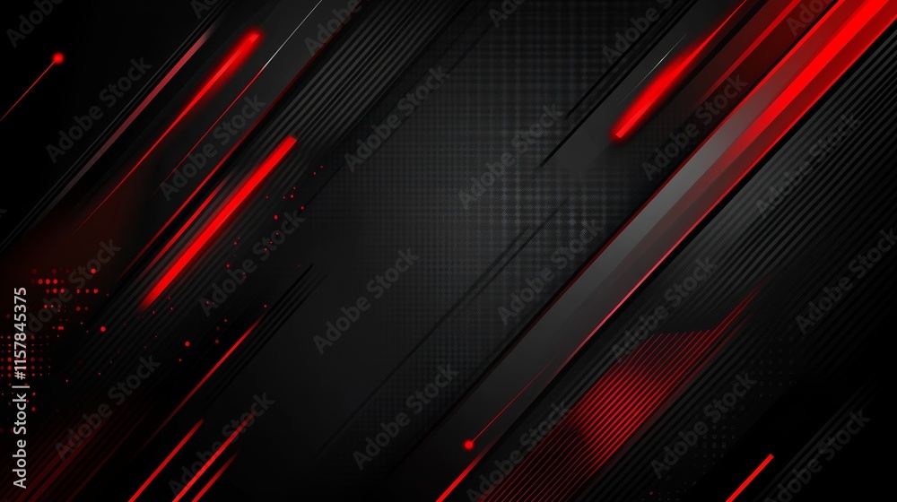 Poster Abstract dark red and black background with diagonal lines and glowing effects.