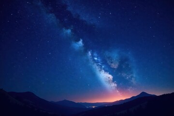 Naklejka premium Twinkling starry night sky with glittering stars and constellations, space, celestial