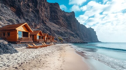 Secluded Beachside Cabins Perched on Rocky Cliffs.