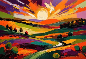 vibrant colors abstract landscapes perfect modern home decor enthusiasts seeking unique art designs, wall, painting, canvas, contemporary, texture, beauty