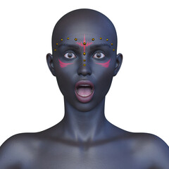 女性の顔アップ　3DCGレンダリング