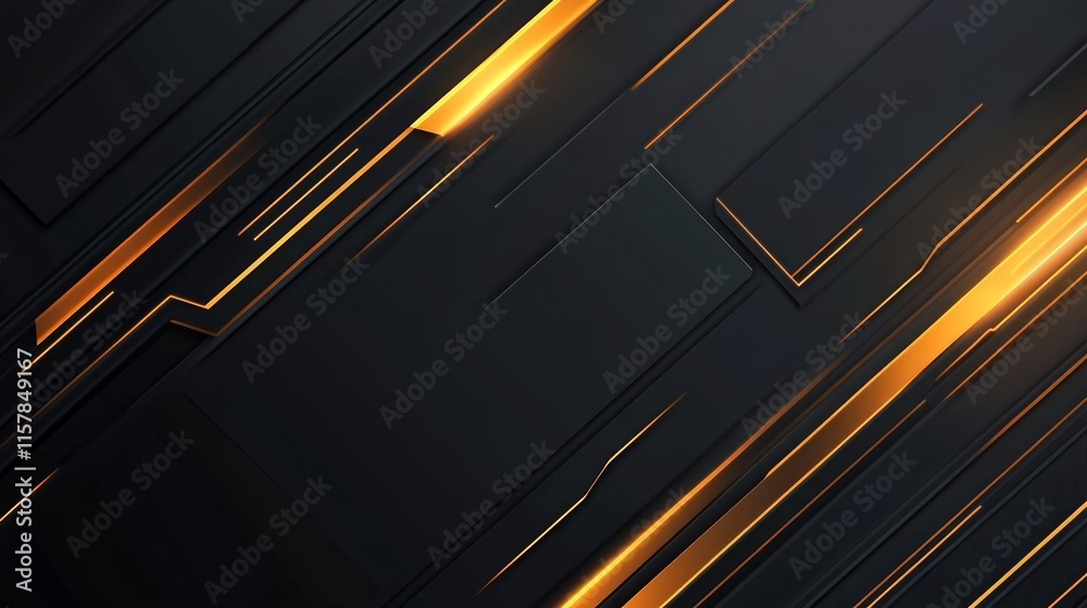 Poster abstract dark background with glowing orange lines