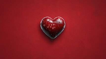 Fototapeta premium Romantic celebration of love artistic heart illustration vibrant red background emotional concept close-up view expressive design