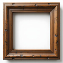 Empty brown wooden frame on transparent backgrounds 