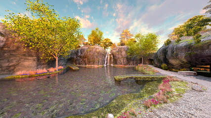 洞窟ホテル　3DCGレンダリング