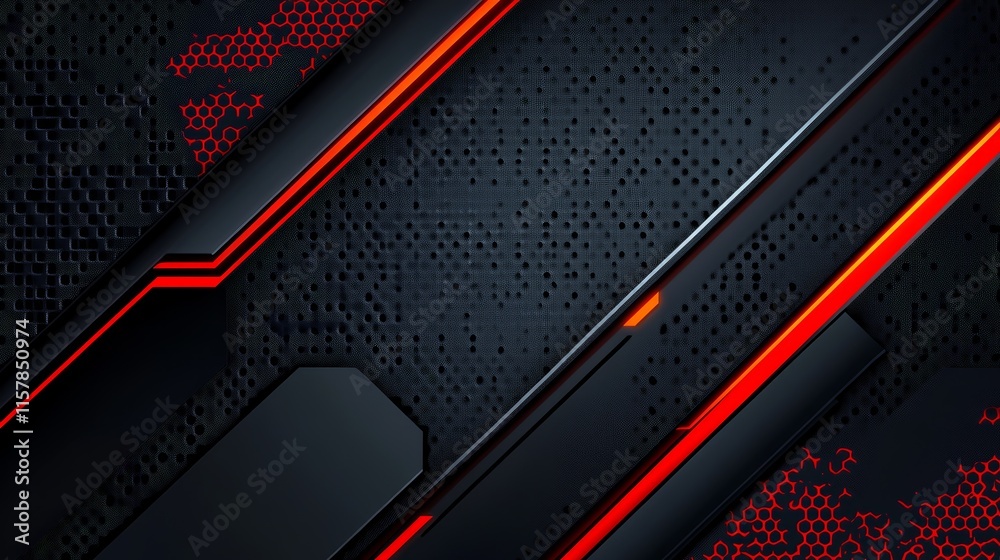 Poster Abstract dark background with red and orange lines