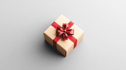 Elegant Kraft Gift Box Mockup: Close-up Photo of Beautifully Wrapped Present. AI Generated