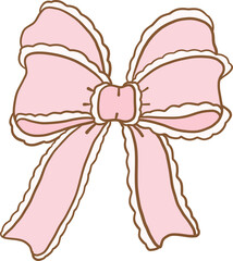 Cute coquette aesthetic pink bows in vintage ribbon style collection.