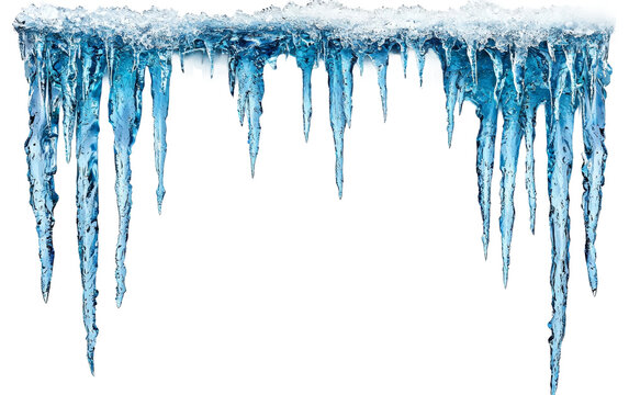 Icicles Hanging from Frozen Surface Isolated on transparent background