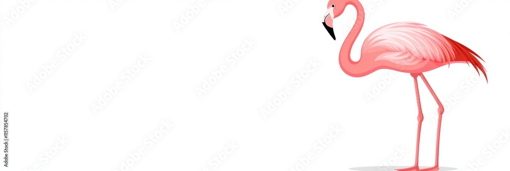 Aufkleber Flamingo stands elegantly on one leg in a serene setting with ample copy space for text or design elements. Generative AI