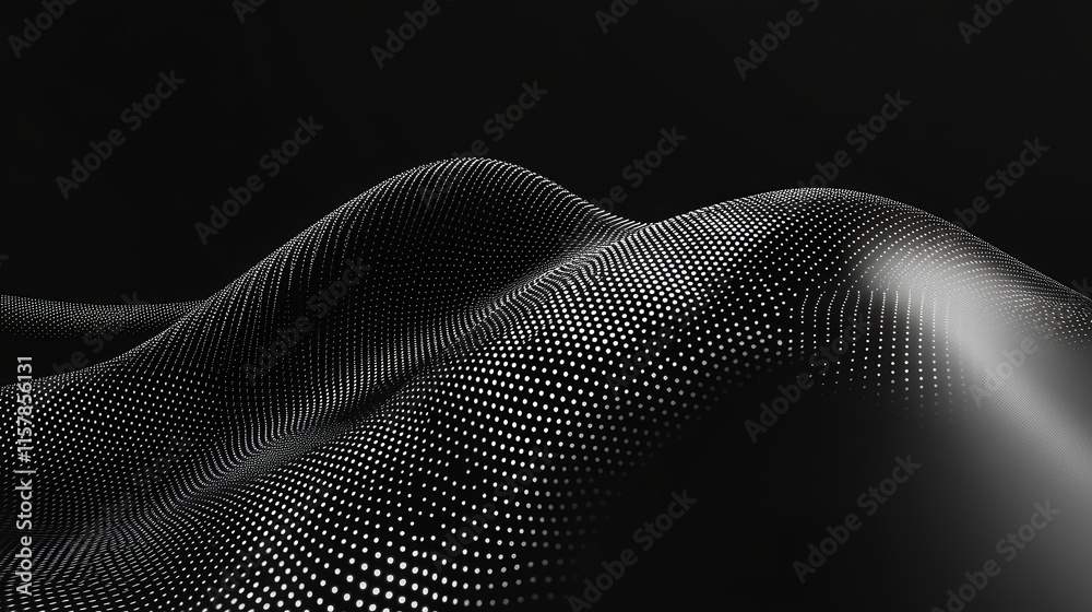 Fototapete abstract dark gray 3d render of a wave like structure