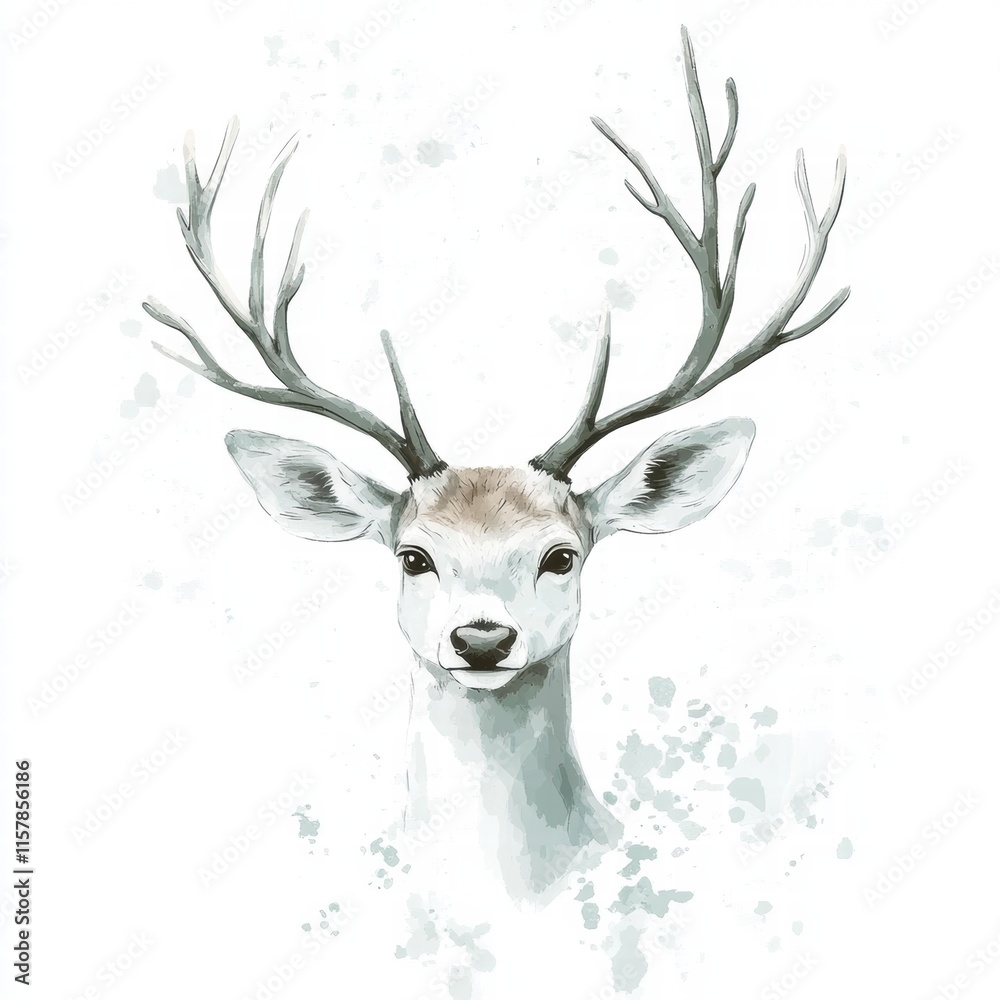 Aufkleber Elegant illustrated deer with intricate antlers and ample space for creative design concepts. Generative AI