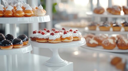Display of Delicious Pastries on Bright Background