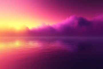 Serene Pink Purple Sunset Over Calm Water