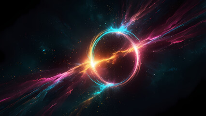 Fototapeta premium A futuristic abstract plasma beam illustration showcasing vivid streaks of bright pink, cyan, and gold