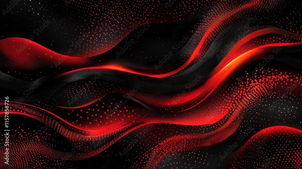 Poster Abstract red and black wavy pattern background