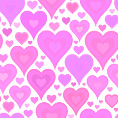 Seamless pattern pink scattered hearts