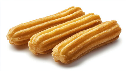 Churros, mexican food, on white background.