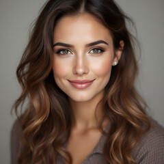 Obraz premium Headshot close up face portrait of young happy smiling Hispanic businesswoman, female company worker or corporate manager, confident business woman entrepreneur looking at camera at work in office