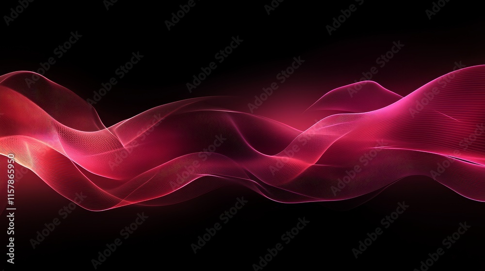 Poster Glowing red abstract wave on black background.  Perfect for design projects.