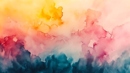 Vibrant Watercolor Painting: Dreamlike, Abstract Artwork in Warm Hues. AI Generated