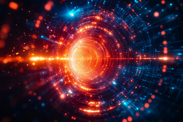 Obraz premium An abstract image of a black hole in the center of a blue and red background