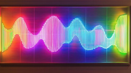 Colorful neon wave audio frequency visualization.
