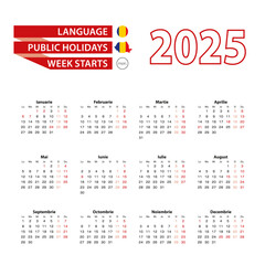 Calendar 2025 in Romanian language with public holidays the country of Romania in year 2025.