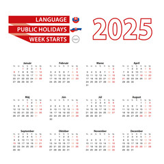 Calendar 2025 in Slovak language with public holidays the country of Slovakia in year 2025.