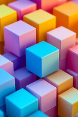 Obraz premium A group of colorful cubes stacked on top of each other