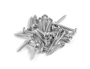 Pile of screws isolated on white background