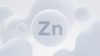 Zinc mineral soft white particle. Vector 3d illustration. Liquid shapes. Dietary supplement product concept.
