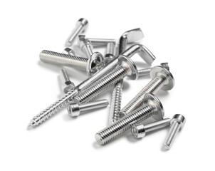 Tap bolts and screws isolated on white background