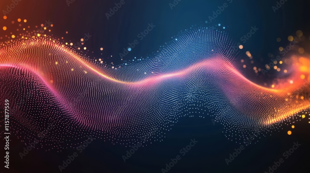 Aufkleber abstract wave of glowing particles. futuristic digital art background.