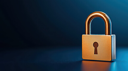 Fototapeta premium close up of golden padlock on dark background, symbolizing security and protection