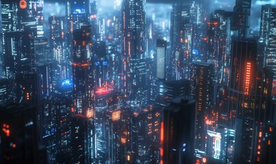 Fototapeta premium A smart city with technology network connectivity. Internet of things and social media connections.