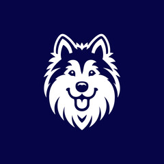 cute siberian husky  head silhouette vector logo design	
