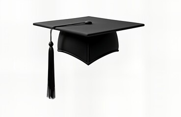 Black graduation cap isolated on transparent white background. Graduation ceremony symbol for class of 2024. Academic achievement. Formal education. University college graduation. Graduation hat with