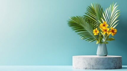 Vibrant Yellow Flowers Gracefully Arranged in Minimalist 3D Render. AI Generated