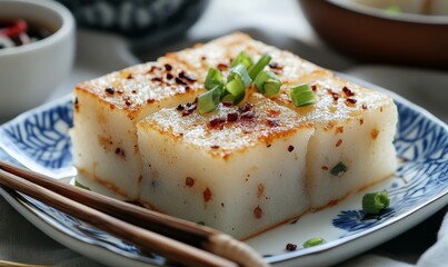 Chinese radish cake is a delicious dish to celebrate the lunar new year.