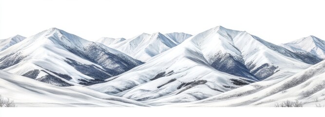 Snow-capped Mountain Peak - highlighted on a white background