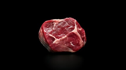 Obraz premium Raw meat cut display culinary photography studio setting black background artistic perspective food concept