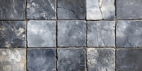 Fototapeta premium Textured black slate tiles arrangement interior design high-quality material minimalist aesthetic top view modern concept