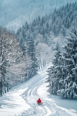 Snowboarding adventure in winter wonderland mountain trails action photography frosty landscape aerial view thrilling experience