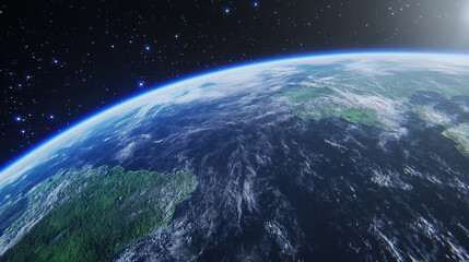 Blue and white planet with a starry sky