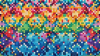 Fototapeta premium abstract colorful background. A detailed pixel art composition featuring vibrant rainbow gradients and intricate patterns that combine bold digital and creative aesthetics.