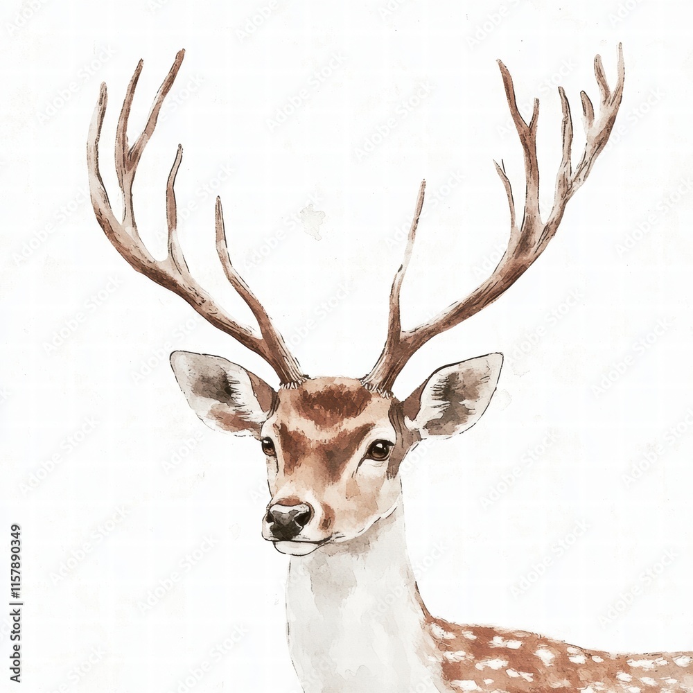 Aufkleber elegant illustrated deer with branching antlers showcasing unique beauty and style in a creative des