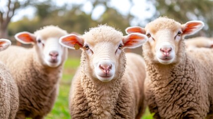 Obraz premium Sheep in Soft Focus Countryside with Overcast Sky