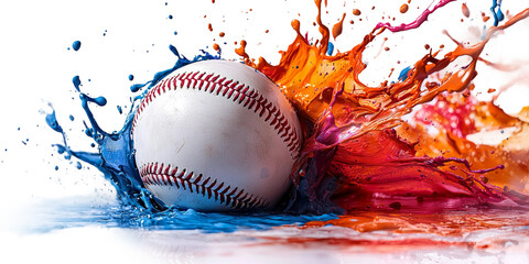 Baseball Splash withPaint Explosion Isolated on transparent background