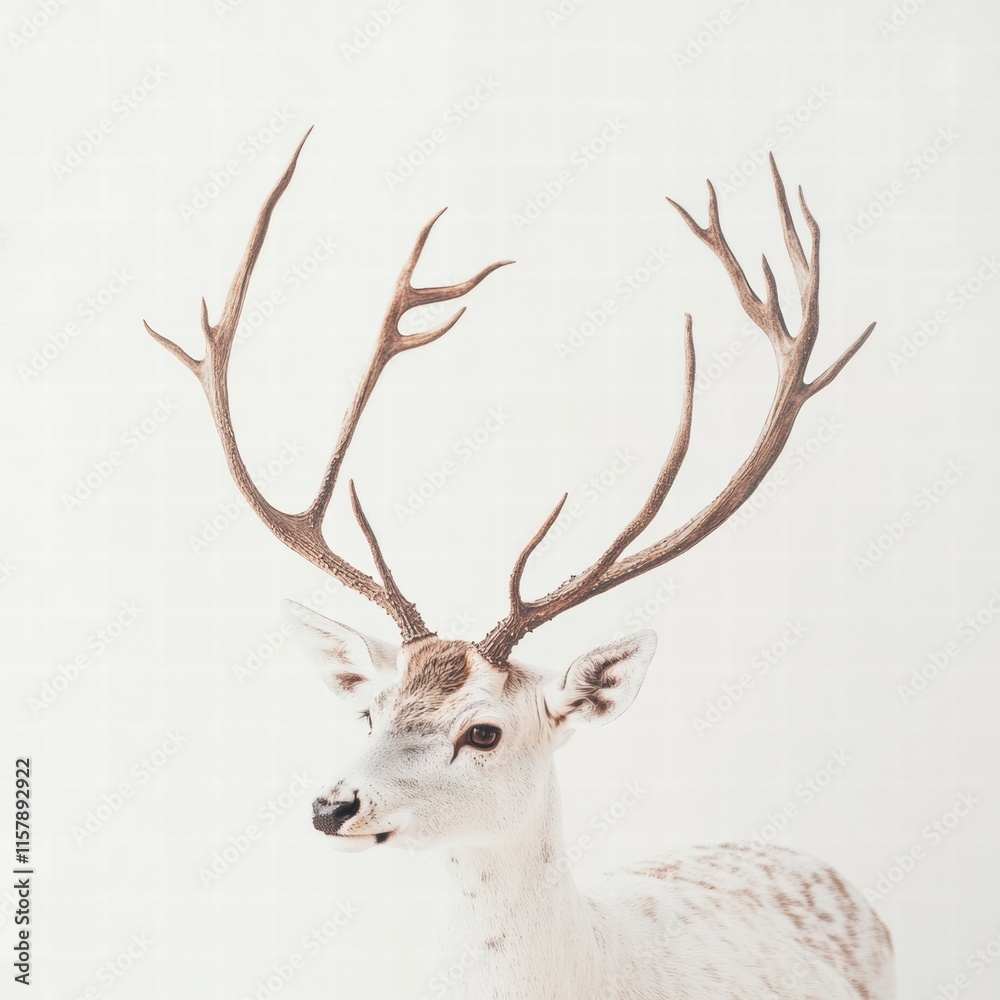 Poster Elegant deer with majestic branching antlers in a serene environment with available space for design elements. Generative AI